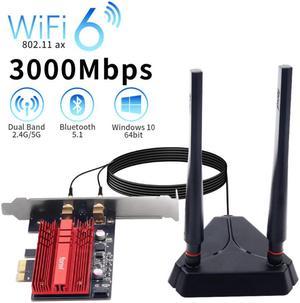 Fenvi PCI-e WiFi 6 Network Card AX3000Mbps Bluetooth 5.1 Wlan Adapter - Wireless PCI Express Wi-Fi Adapters 802.11AX AX200 2.4GHz/5GHz Dual Band Antenna Network Card for Windows 10/11,MU-MIMO,OFDMA