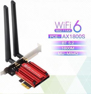 Fenvi AX1800 Wifi 6 PCIe 1800Mbps Bluetooth 5.2 Wireless adapter, MT7921K WiFi Card 802.11ax/ac Dual Band 2.4Ghz/5Ghz With MU-MIMO OFDMA, Heat Sink, High Gain Aantennas, For Windows 10/11 64-bit,