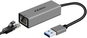 Fenvi USB Ethernet Adapter,USB3.0 Network RJ45 Adapter,USB to Ethernet 2500M/1000M/100M/10Mbps,Gigabit Wired LAN Network Adapter Compatible with Mac OS and Windows 10/8.1/8/7,Win 11,Laptop,PC,MacBook