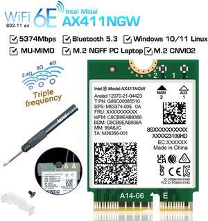 Fenvi Tri-Band WiFi 6E AX411 M.2 Cnvio2 WIFI6 For Intel AX411NGW 2.4Ghz/5G/6Ghz Wireless Wi-fi Network Card Support bluetooth 5.3 Wlan Adapter 802.11AX/AC For Win 10 Windows 11