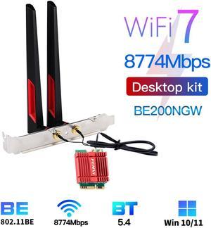 Fenvi WiFi 7 BE200 Tri-Band 802.11be M.2 Desktop Wireless Adapter Bluetooth 5.4, 4K QAM, 6G 320MHz,With Intel BE200NGW 8774Mbps NGFF Wi-Fi 7 Wireless Network Wlan Antenna Adapter For PC Windows 11/10