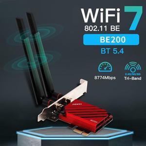 Fenvi WiFi 7 FV-BE8800 Wireless Card 8774Mbps PCIe WiFi Card,Bluetooth 5.4,With Intel WiFi 7 BE200 Chip,Tri-Bands(6GHz/5GHz/2.4GHz) for Gaming PC Desktop,Support Windows 11/10(64Bit),MU-MIMO WiFi 6E