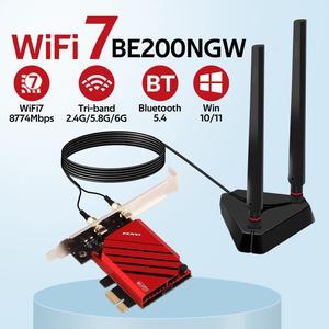 Fenvi FV-BE8800 PRO WiFi 7 BE200 PCIe Network Card, Bluetooth 5.4,Tri-Band Antenna 2.4G/5G/6GHz for Intel BE200 8774Mbps Wireless Adapter,802.11be with MU-MIMO, OFDMA, Support Windows 11/10(64it)