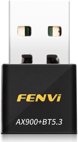 FENVI Wireless USB WiFi 6 Adapter AX900 Bluetooth 5.3 USB Dongle, 802.11ax Dual Band 5G/2.4Ghz 900Mbps Wi-Fi6 Receiver Network Adapter , Free Driver Support Windows 10 32/64bit,Windows 11(64bit)