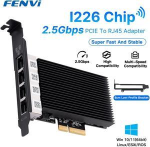 fenvi 4 Port Gigabit NIC for Intel I226 Controller, 2.5GBase-T Network Adapter Card, Quad RJ45 Ports,PCI Express Gigabit Ethernet Card for Windows with Low Profile Bracket