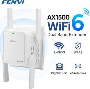 Fenvi WiFi 6 AX1500Pro Extender, Dual Band WiFi Repeater, 1500Mbps Long Range Outdoor Access Point, 2.4G/5G Network Internet Booster, 802.11AX, High Gain Antennas Wireless Router