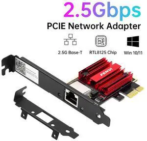 2.5GBase-T PCIe Network Adapter, 2500/1000/100Mbps PCI Express Gigabit Ethernet Card RJ45 LAN Controller Support Windows Server/Windows, Standard and Low-Profile Brackets Included PCIe to 2.5 Gigabit