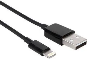 Axiom LGMUSBAMK03-AX Lightning To Usb-A M/M Adapter Cable - Black 3Ft