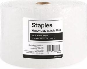 Staples 1/2" Heavy Duty Bubble Roll 12"x65' Each (27168) 4072822