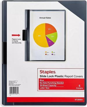 Staples Slide Locking Report Covers Letter Blue 5/Pack (20593) 919873