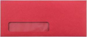JAM Paper #10 Business Window Envelopes 4.125 x 9.5 Red Recycled 25/Pack 1531052