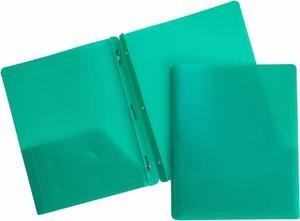 Business Source Poly Portfolio 3 Prong 2 Pkts LTR .3mil Green 20888