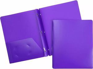 Business Source Poly Portfolio 3 Prong 2 Pkts LTR .3mil Purple 20885