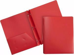 Business Source Poly Portfolio 3 Prong 2 Pkts LTR .3mil Red 20887