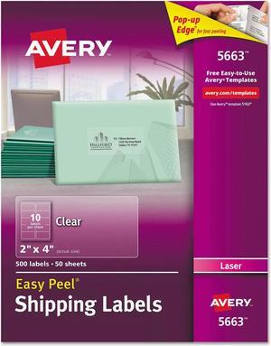 Avery Clear Easy Peel Shipping Labels Laser 2 x 4 500/Box 5663
