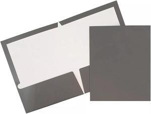 JAM Paper Laminated Two-Pocket Glossy Presentation Folders Grey 31225352U