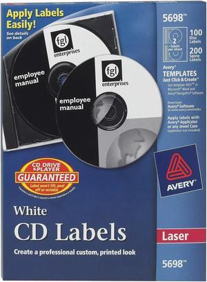 Avery Laser CD Labels Matte White 100/Pack 5698