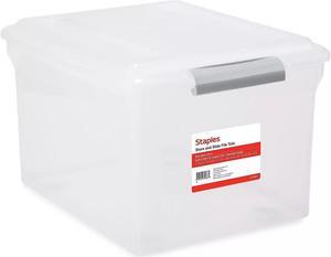 Staples Store & Slide Plastic File Box Latching Letter/Legal Size Clear