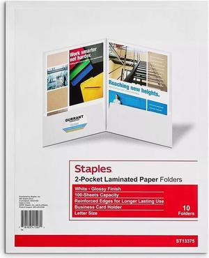 Staples 2-Pocket Laminated Folders White 10/Pack (13375-CC)