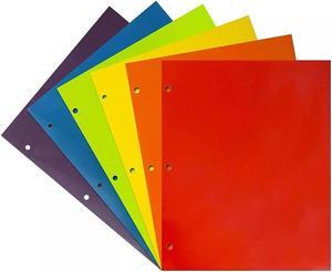 JAM Paper Lamin Glossy 3 Hole Punch Two-Pocket School Folders Primary Colors