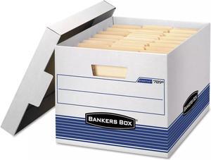 Bankers Box STOR/FILE Med-Duty Letter/Legal Storage Boxes Locking Lid White/Blue