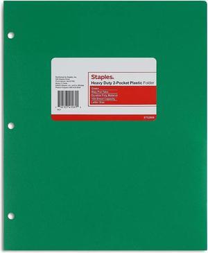 Staples 3-Hole Punched 2-Pocket Portfolios Green 52806