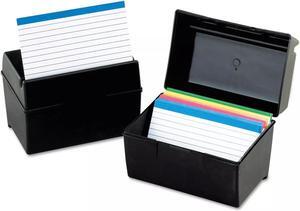Oxford Plastic Index Card File 400 Capacity 6 1/2w x 4 7/8d Black 01461