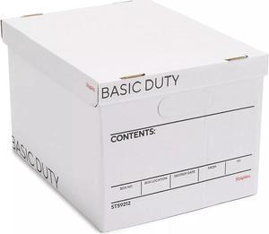 Staples Corrugated File Box Lift Off Lid Letter/Legal Size White/Black 20/Pack