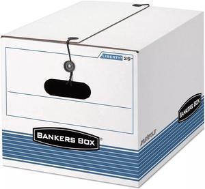 Bankers Box STOR/FILE Storage Box Legal/Letter Tie Closure White/Blue 4/Carton