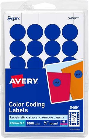 Avery Printable Removable Color-Coding Labels 3/4" dia Dark Blue 1008/Pack 05469
