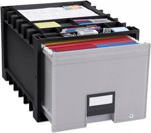 Storex Plastic Archive Storage Box with Lock Letter Size Black (61178E02C)