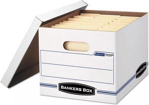 Bankers Box STOR/FILE Storage Box Letter/Legal Lift-off Lid White/Blue 12/Carton