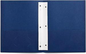 MyOfficeInnovations 2-Pocket Presentation Folders with Fasteners Dark Blue