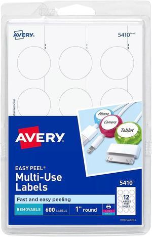 Avery Removable Multi-Use Labels 1" dia White 600/Pack 05410