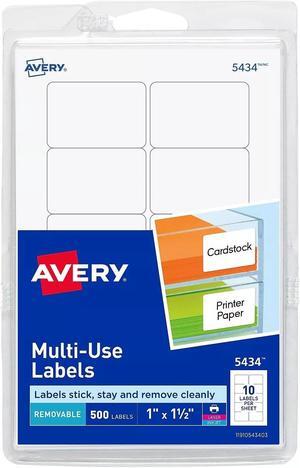 Avery Removable Multi-Use Labels 1 x 1 1/2 White 500/Pack 05434