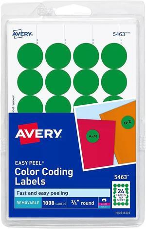 Avery Printable Removable Color-Coding Labels 3/4" dia Green 1008/Pack 05463