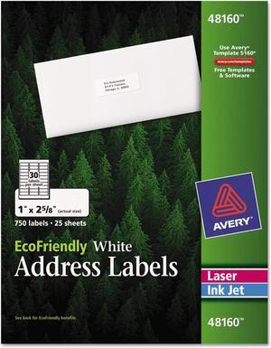 Avery EcoFriendly Laser/Inkjet Easy Peel Mailing Labels 1 x 2 5/8 White 750/Pack