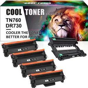 4PK TN760 Toner Cartridge 1PK DR730 Drum for Brother MFC-L2710DW DCP-L2550DW HL-L2395DW