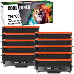 10PK TN760 High Yield Toner Compatible With Brother TN730 MFC-L2710DW HL-L2395DW