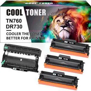 3Pk TN760 Toner Cartridge 1PK DR730 Drum for Brother MFC-L2710DW DCP-L2550DW HL-L2395DW