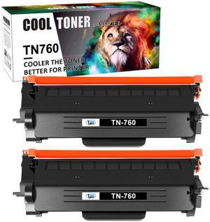 2PK TN760 High Yield Toner Compatible With Brother TN730 MFC-L2710DW HL-L2395DW