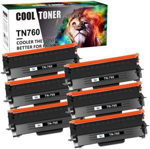 6PK TN760 High Yield Toner Compatible With Brother TN730 MFC-L2710DW HL-L2395DW