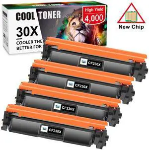 4Pack CF230X Toner For HP 30X LaserJet Pro MFP M227fdw M227fdn M203dw