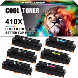 6PK 3K+CMY Toner Compatible with HP 410X CF410X LaserJet Pro MFP M477fnw M477fdw M452dn