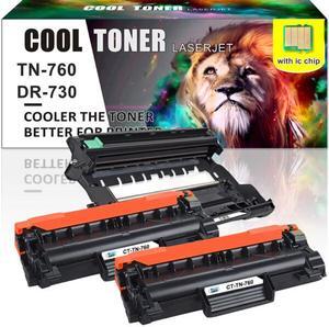 2x Toner TN760 1x DR730 Drum Compatible for Brother TN760 DR730 Drum MFC-L2710DW MFC-L2750DW HL-L2395DW