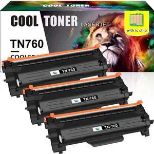 2PK Toner TN760 With Chip Compatible With Brother MFC-L2710DW L2717DW