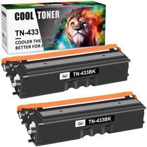 2PK Black Toner Compatible With Brother TN433 TN-433 HL-L8260cdw HL-L8360cdw MFC-L8610cdw