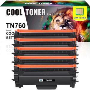 5PK Toner TN760 With Chip Compatible With Brother MFC-L2710DW L2717DW