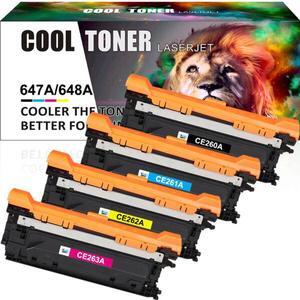 4 Pack KCMY 647A CE260A -CE263A Toner Compatible with HP Color LaserJet CP4520 CP4525