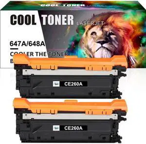 2 Pack Black 647A CE260A -CE263A Toner Compatible with HP Color LaserJet CP4520 CP4525